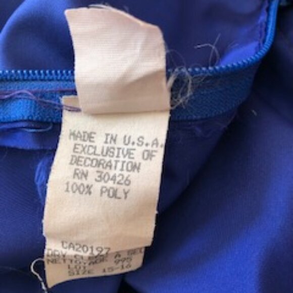 Glamorous Blue Vintage Junior Off Shoulder Formal Dress Prom Party 15-16 Large - Picture 12 of 14